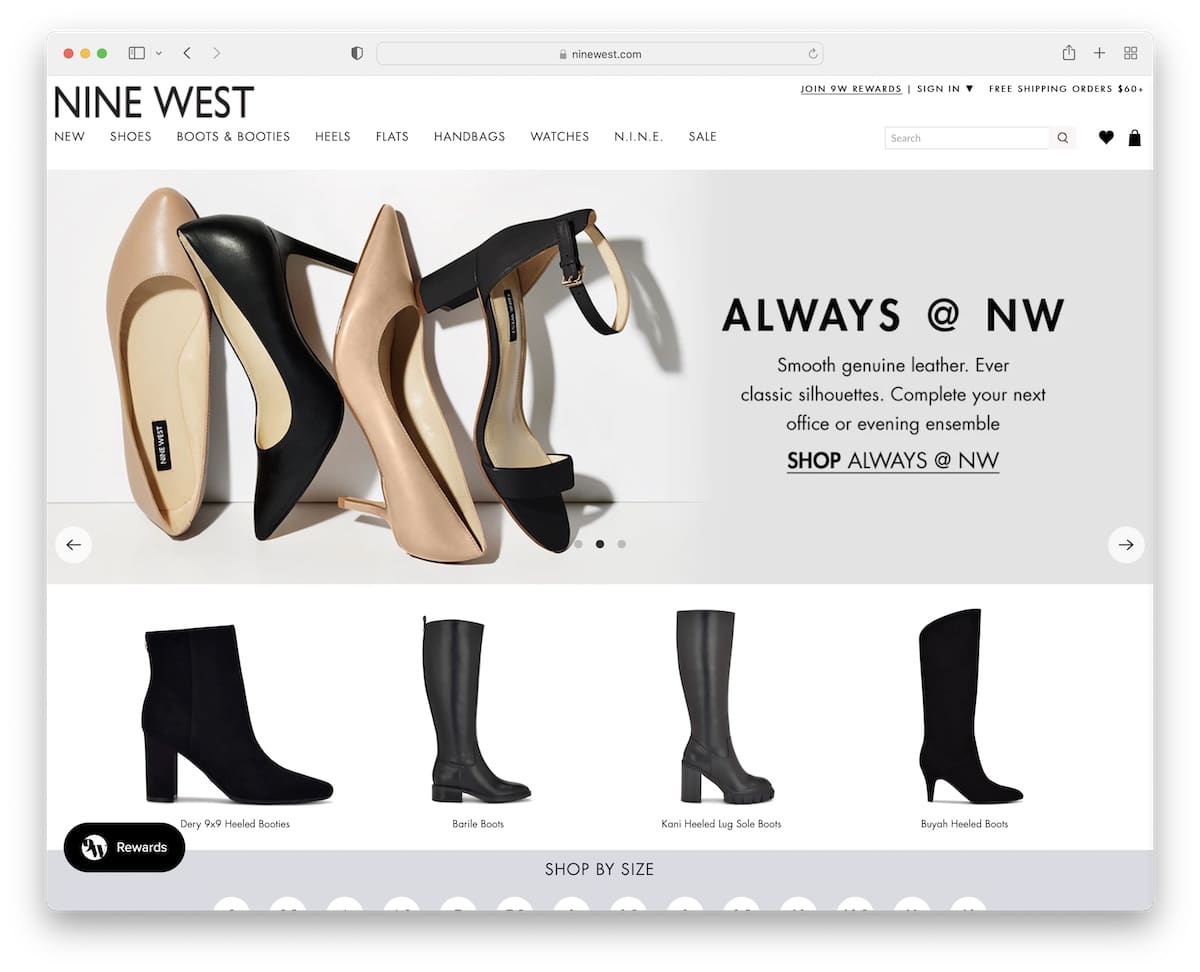 nine west shoe website example