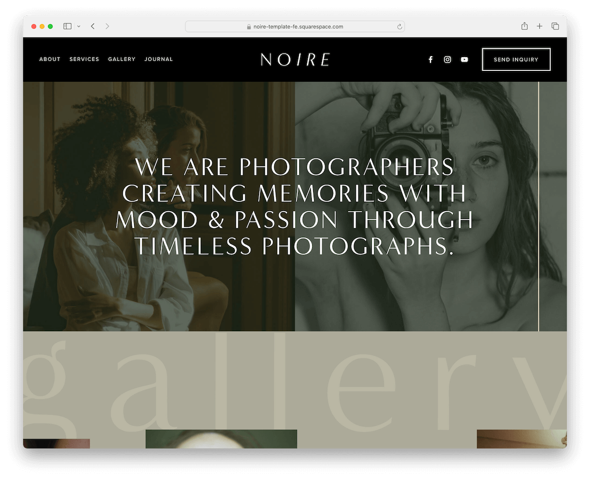 noire squarespace wedding photographer template
