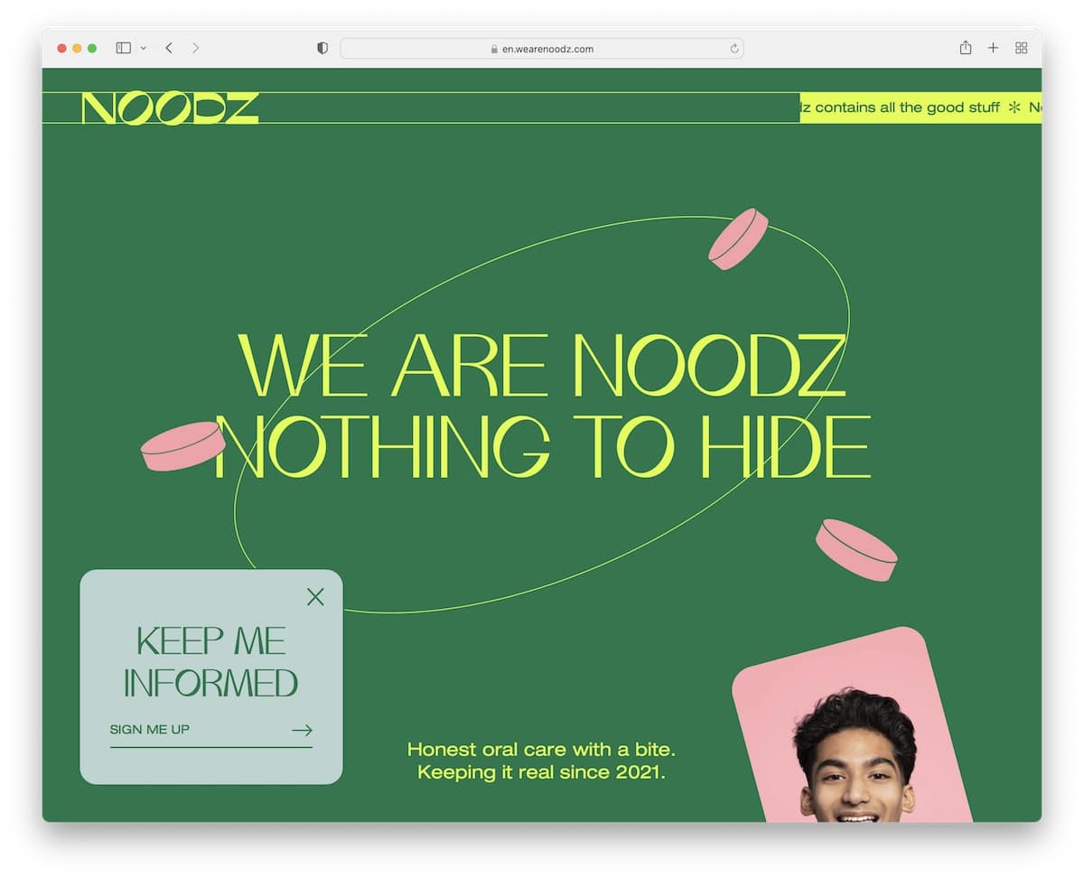 noodz one page website