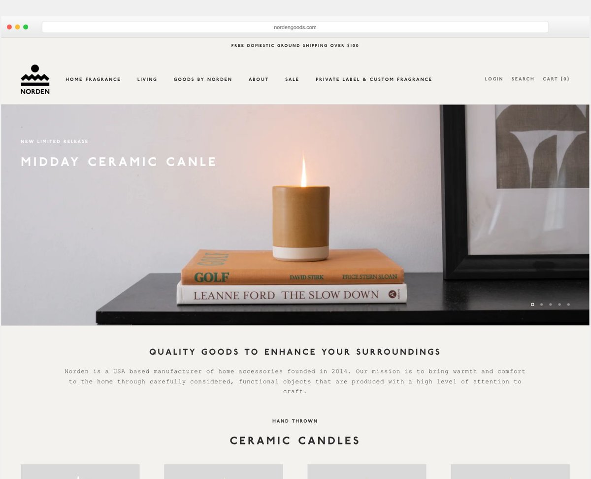 norden candle company website example