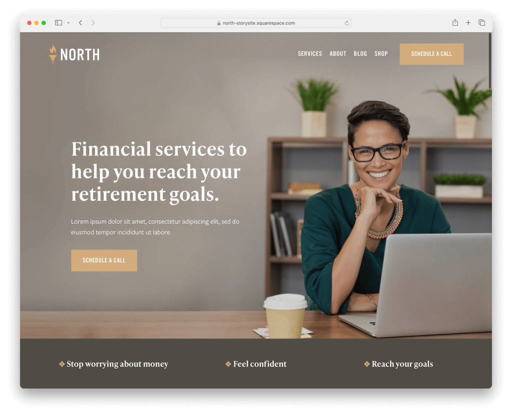 north squarespace finance template