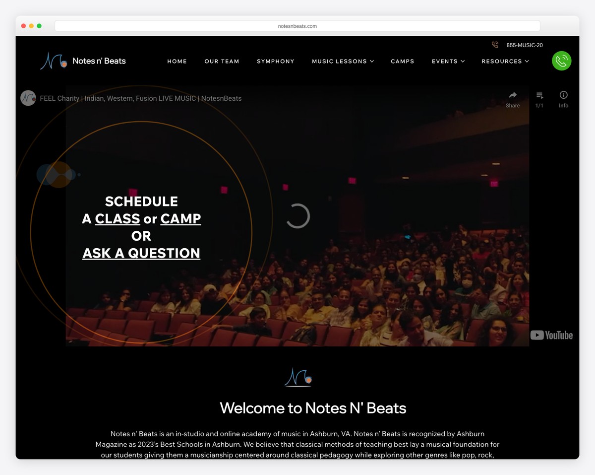 notes n' beats website example