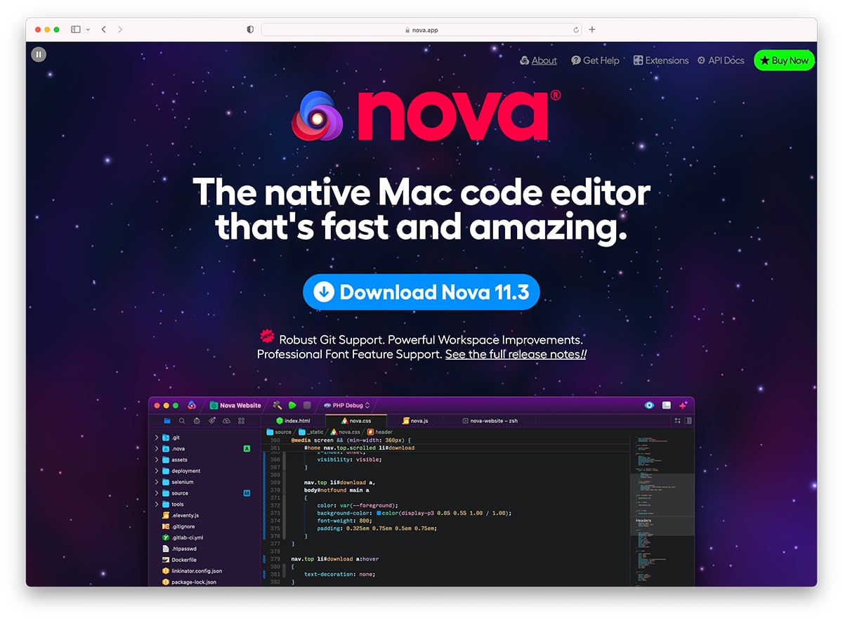 Nova - native mac OS code editor