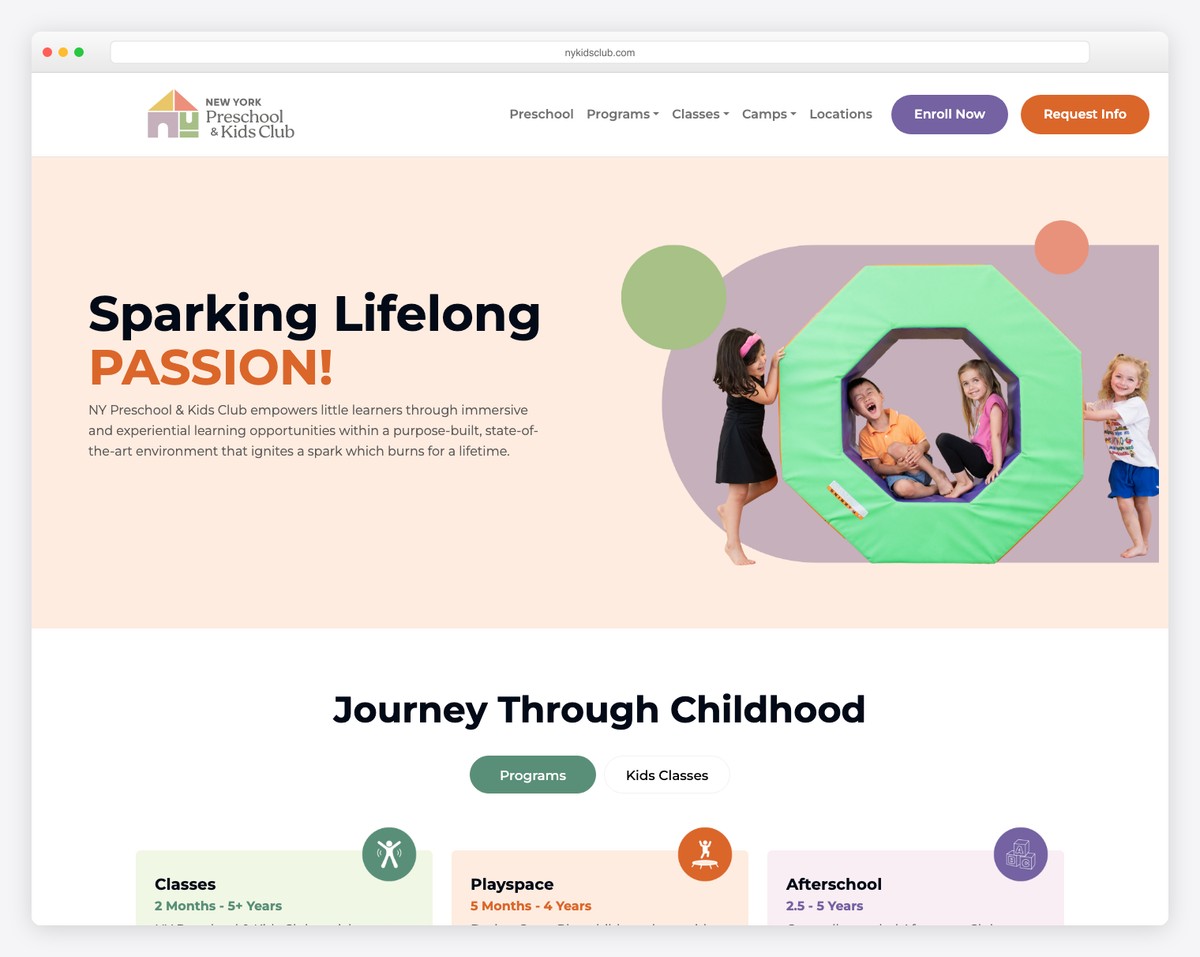 NY Kids Club website design