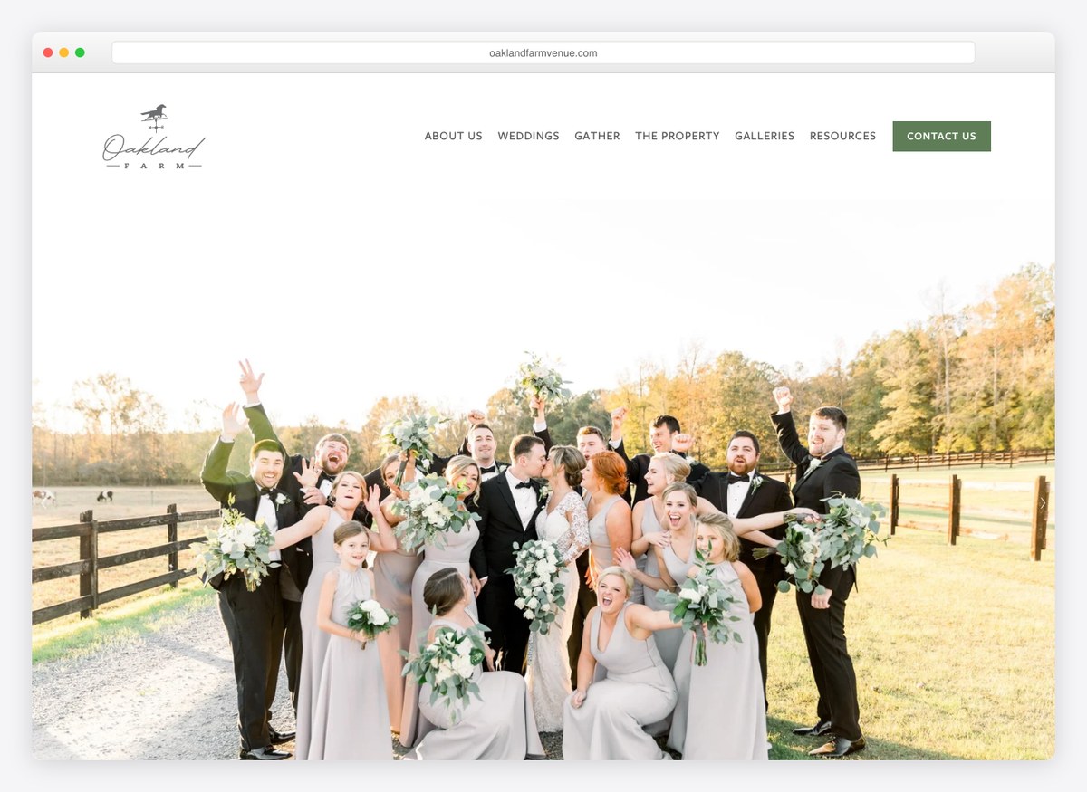 Oakland Farm event website homepage