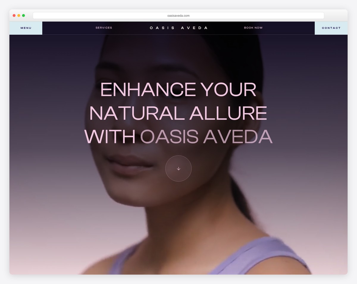 oasis aveda day spa website example