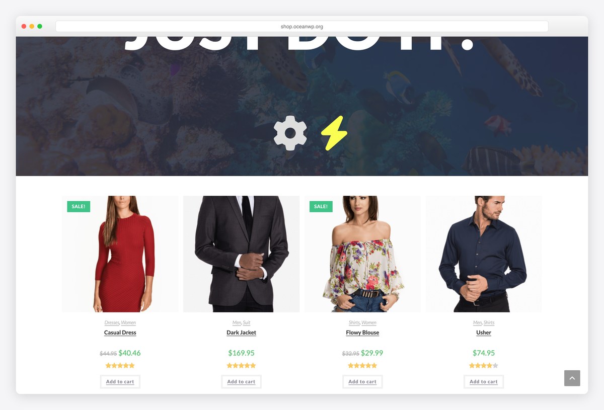 OceanWP free Shop demo product grid