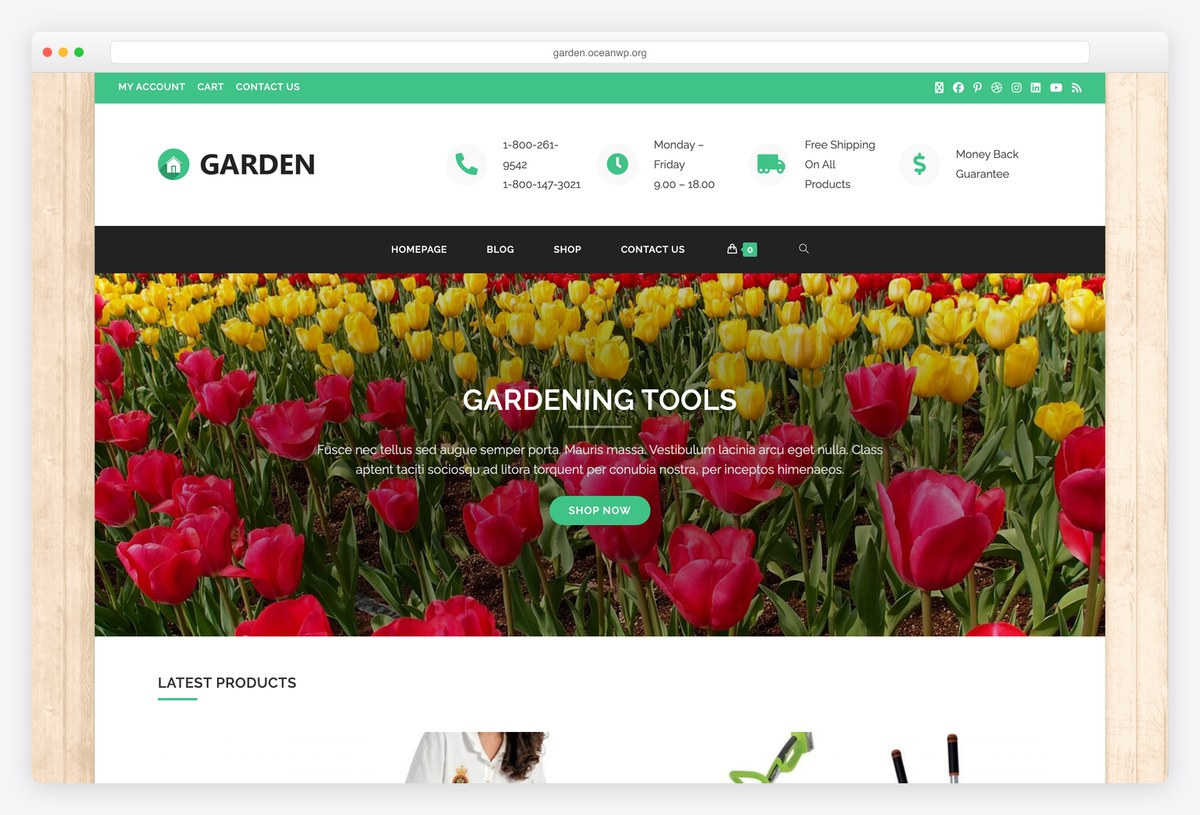 OceanWP Garden free demo site