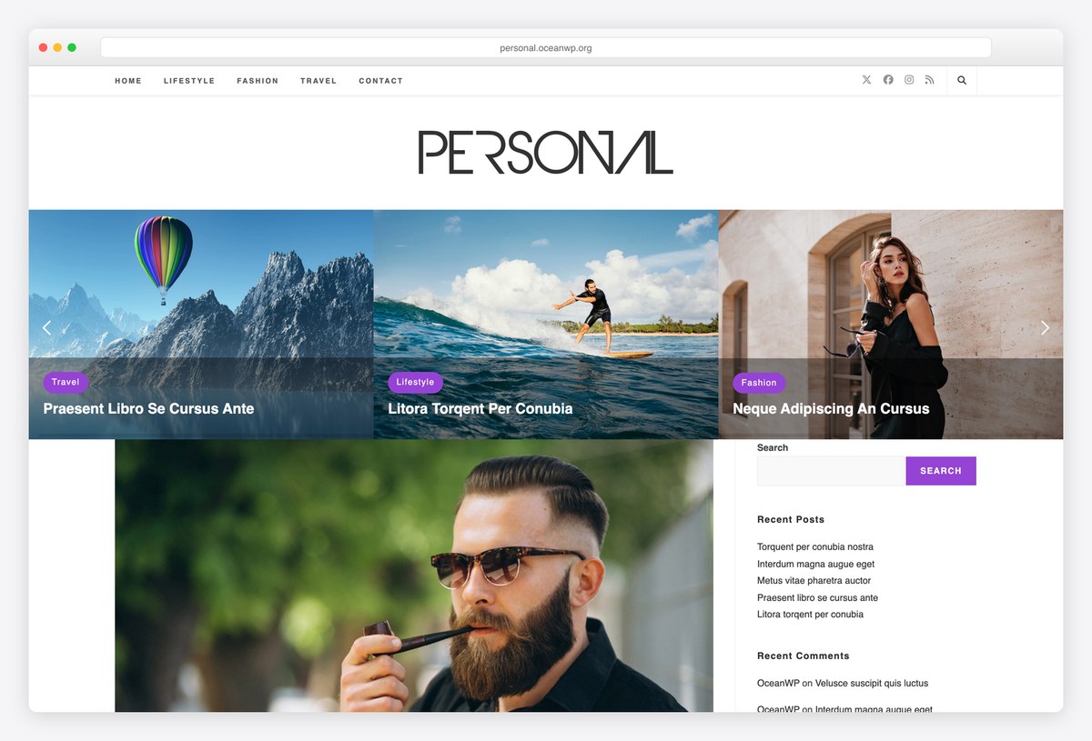 OceanWP Personal free demo site