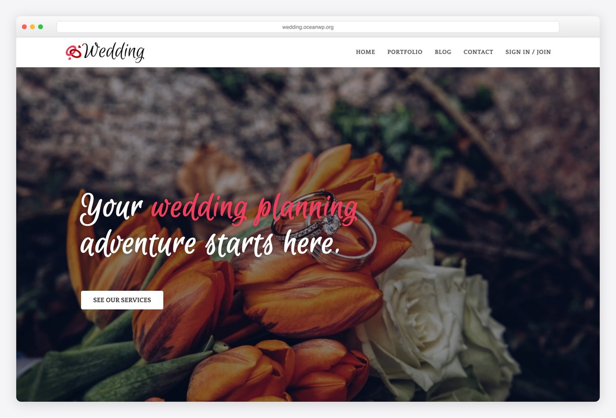 OceanWP Wedding Organizer free demo
