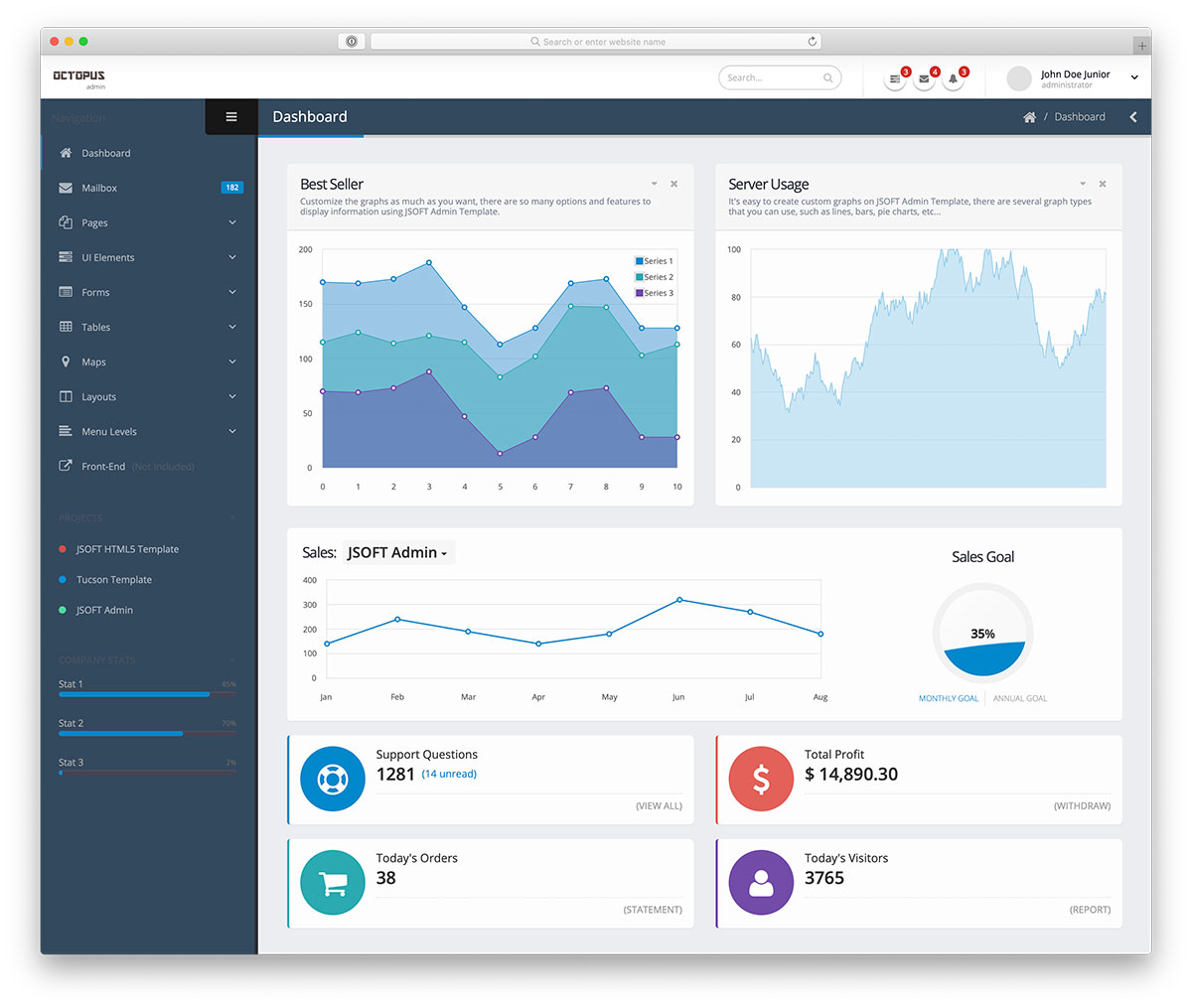 Octopus admin dashboard template preview