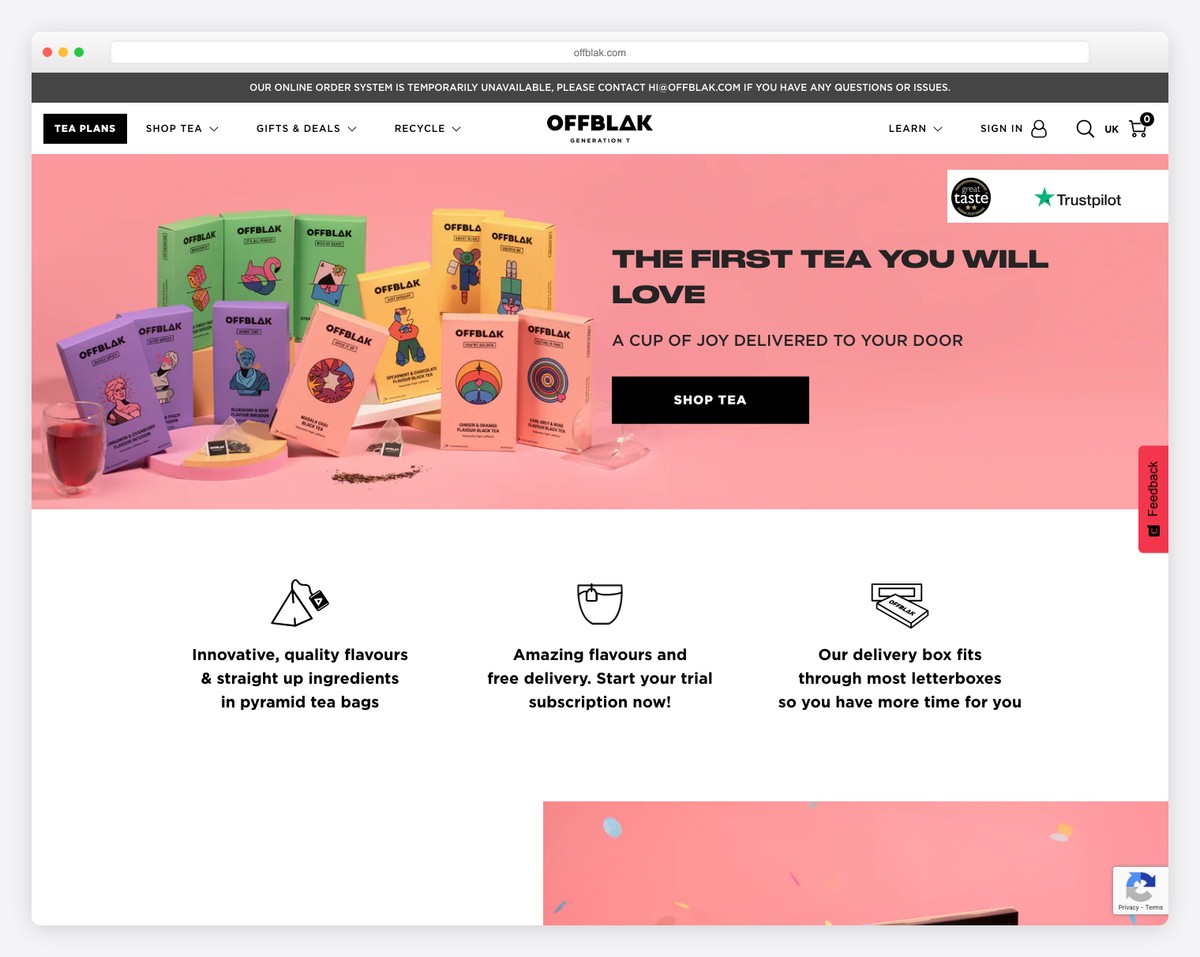 offblak website example