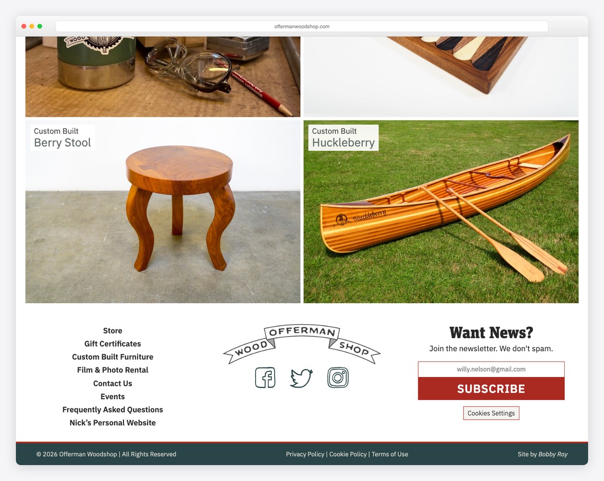 Offerman Woodshop website