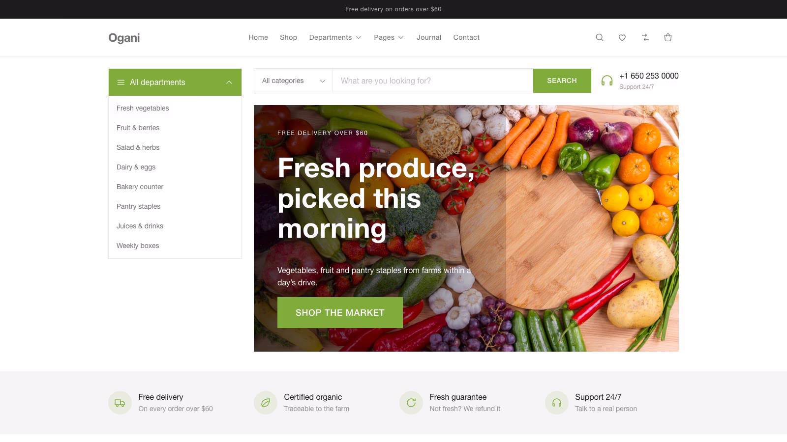 Ogani premium Shopify grocery theme