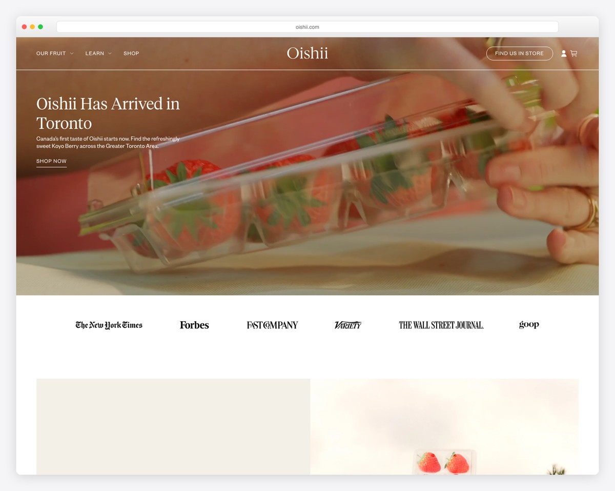 oishii simple website example