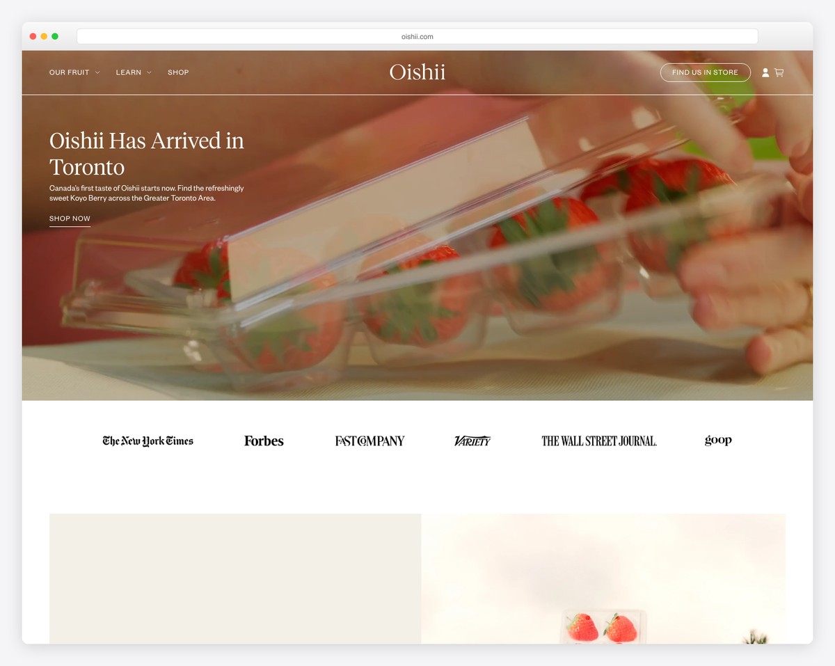 oishii simple website example