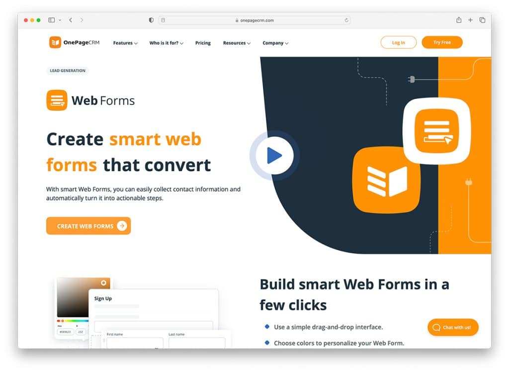 onepagecrm - smart web form builder
