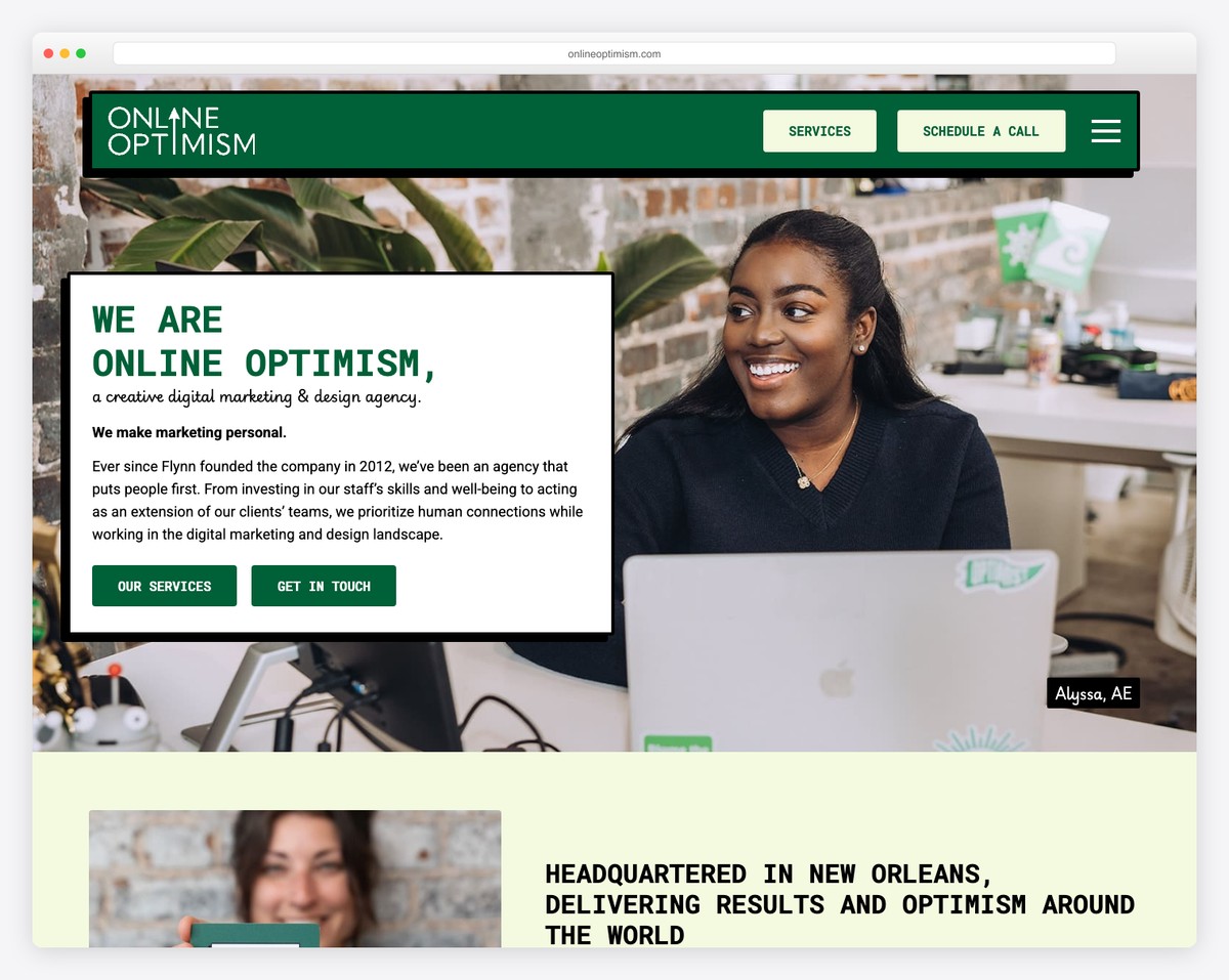 online optimism website example