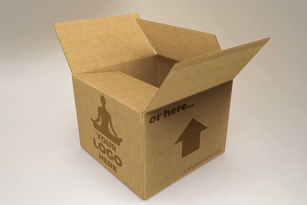 open cardboard box mockup