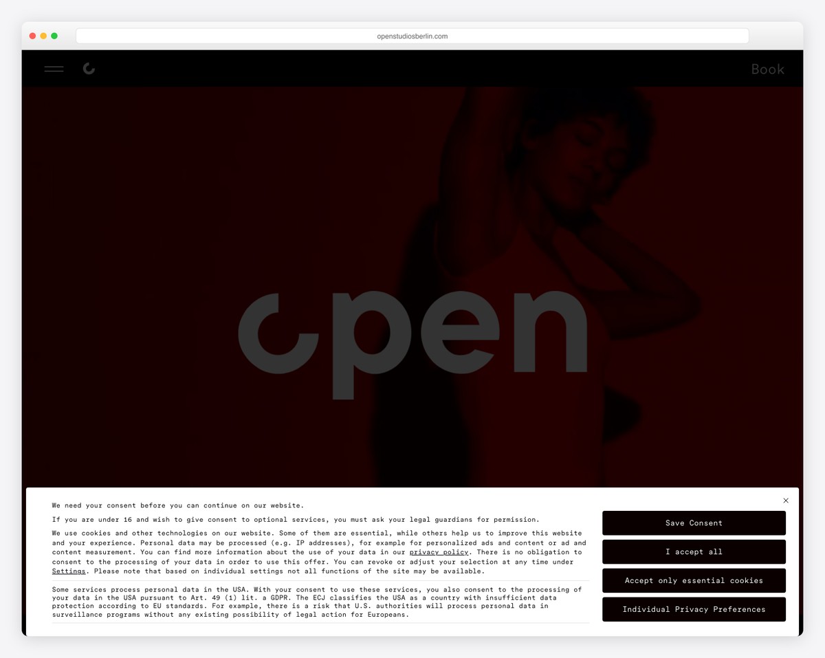 open studios berlin yoga website