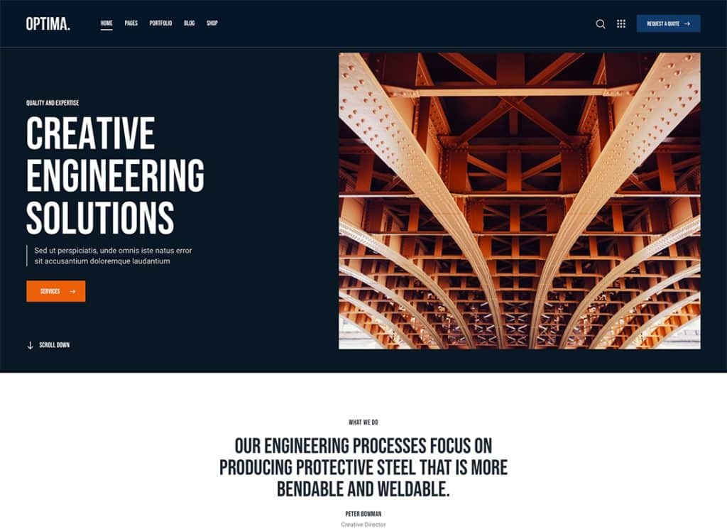 Optima - Steel Factory & Industrial Plant Manufacturing WordPress Theme