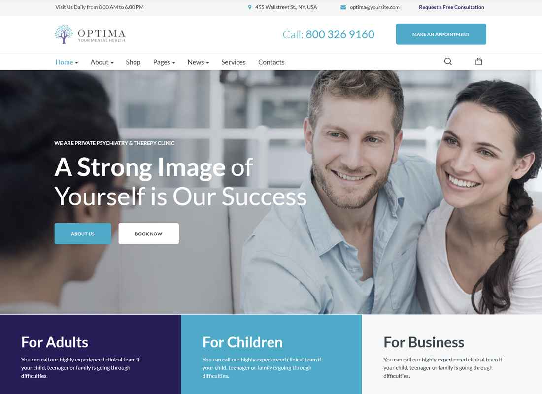 Optima | Psychologist & Psychology Center WordPress Theme