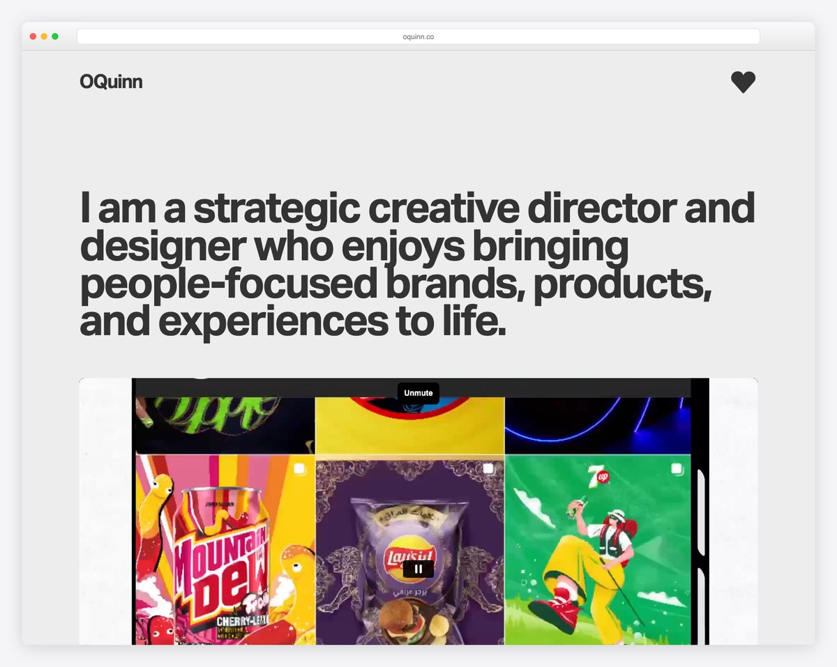 oquinn design portfolio carrd website example