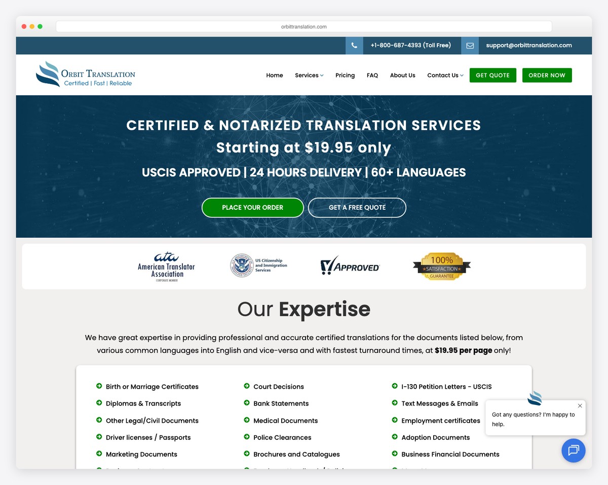 orbit translation website example