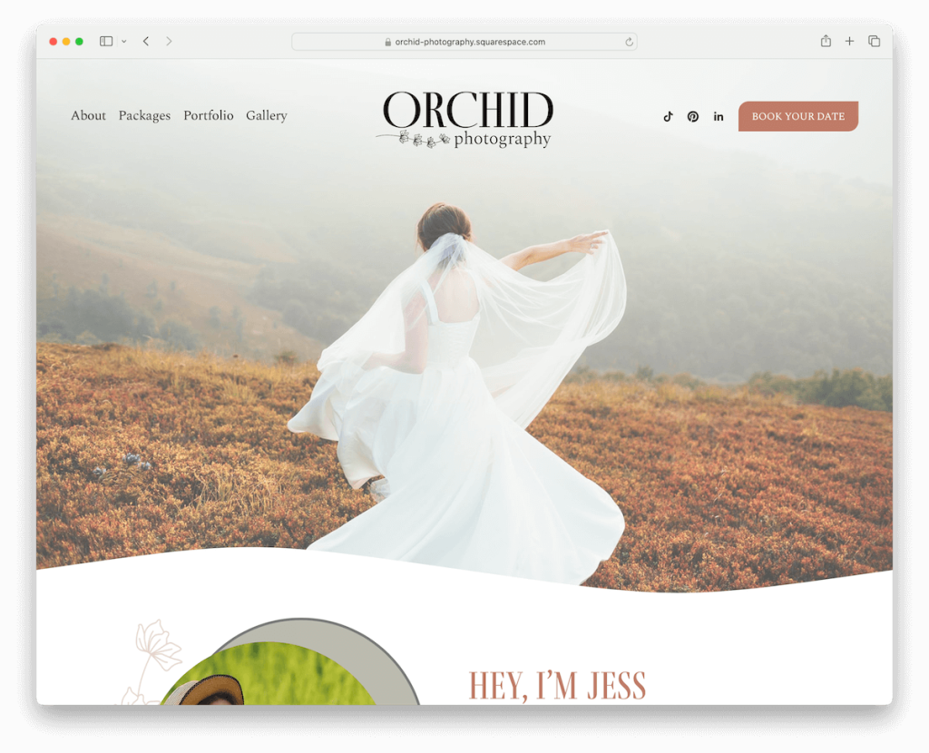 orchid squarespace wedding photographer template