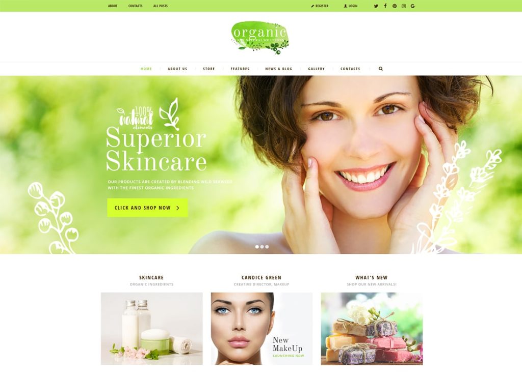 Organic Store | Beauty Store & Natural Cosmetics WordPress Theme
