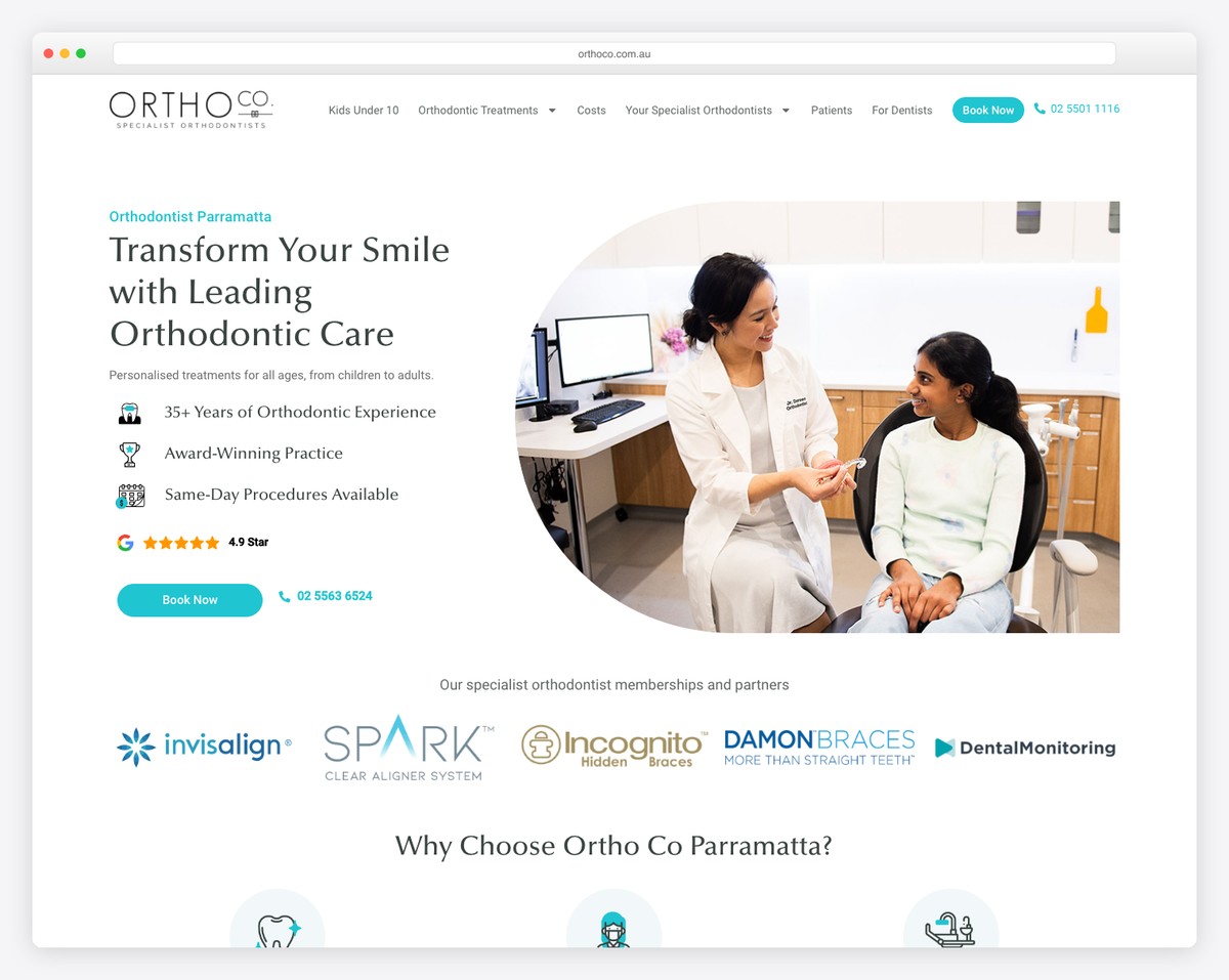 ortho co. website example