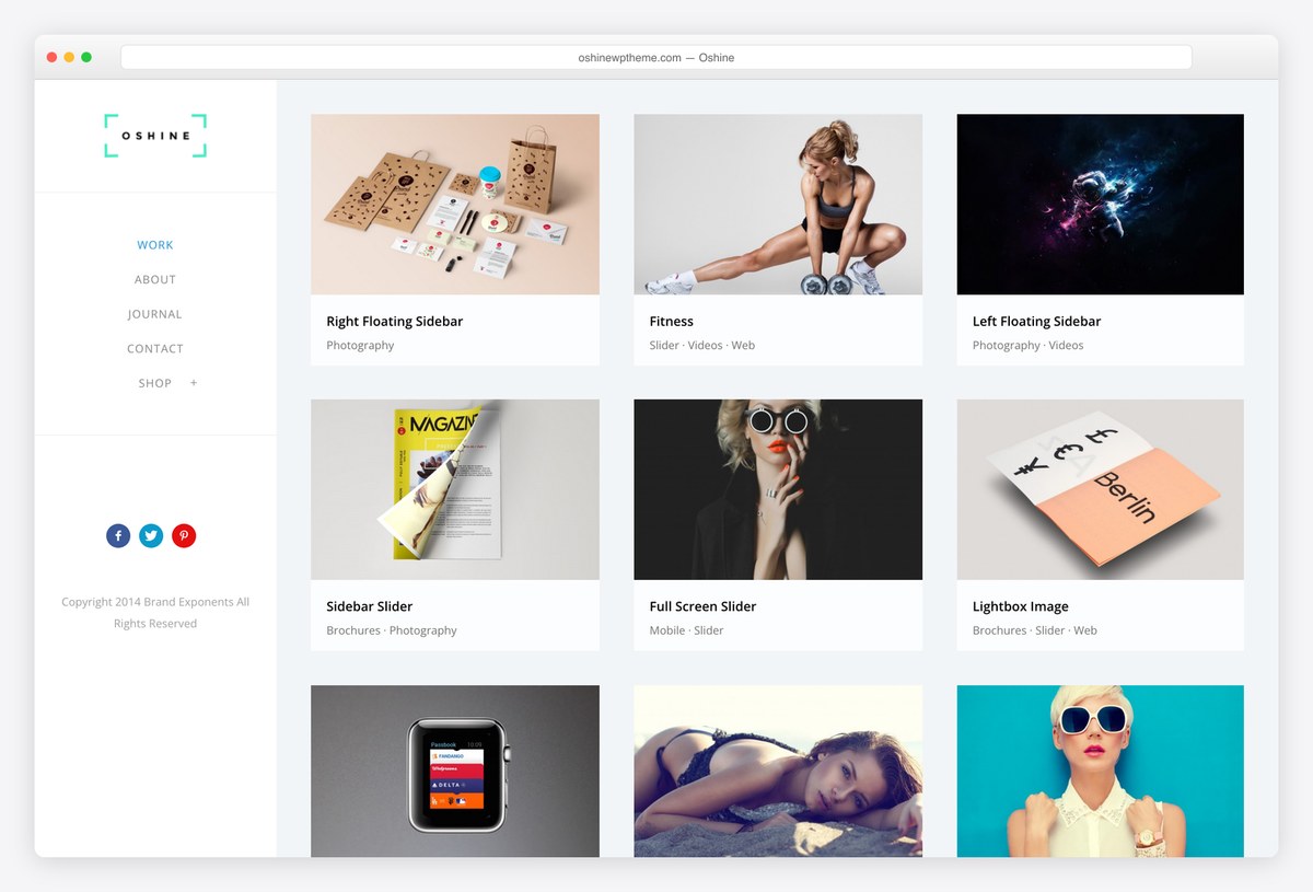 Oshine photography portfolio demo