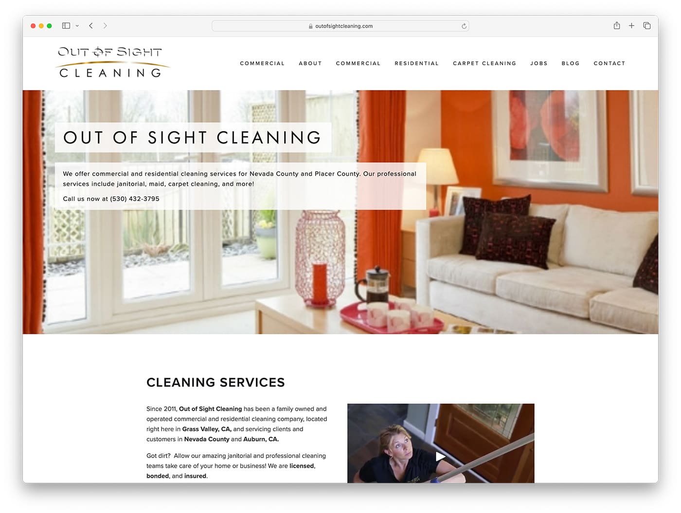Out of Sight Cleaning company website