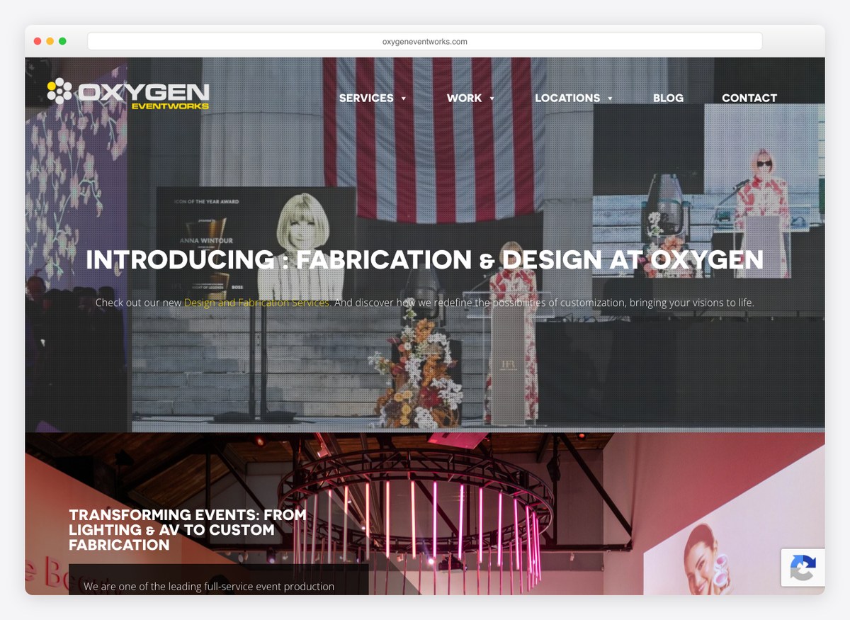 Oxygen Event Works event website homepage