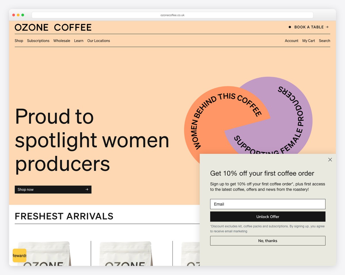 ozone coffee website example