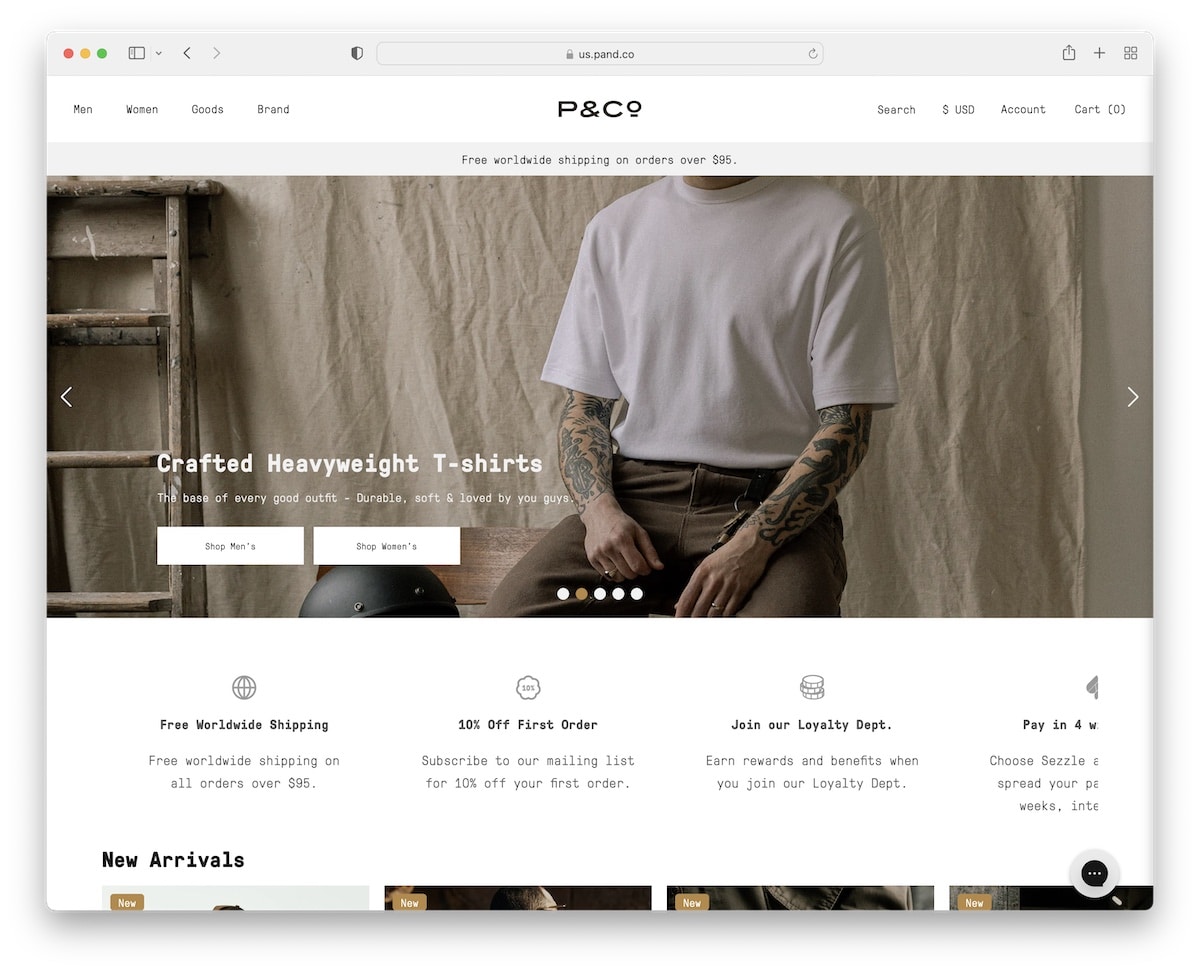 p and co shopify website