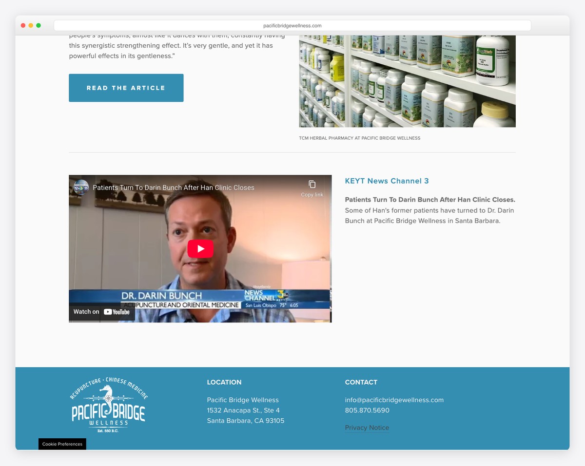 pacific bridge wellness website example