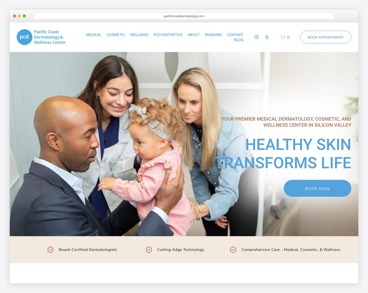 pacific coast dermatology & wellness center website example