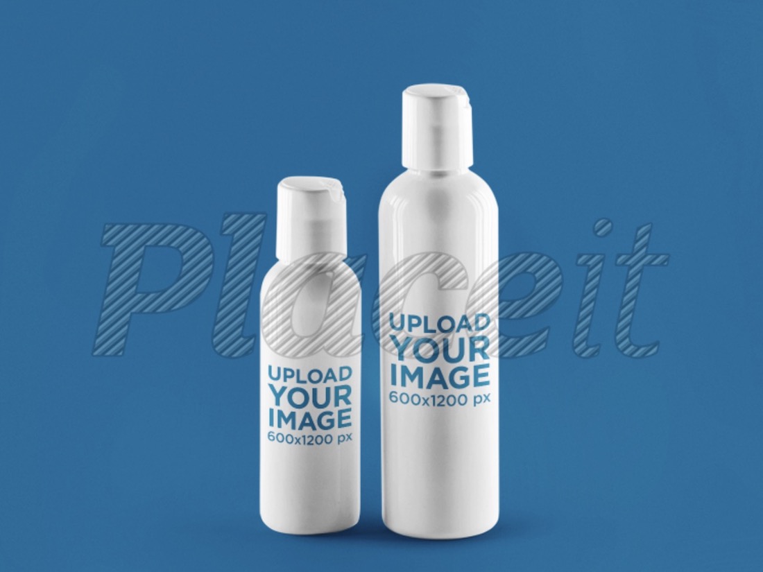 packaging mockup featuring two plastic bottles