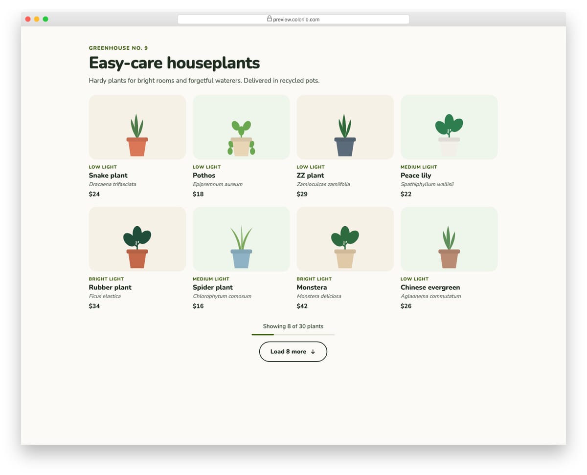 Pagination V05: load more button that appends items and announces the count
