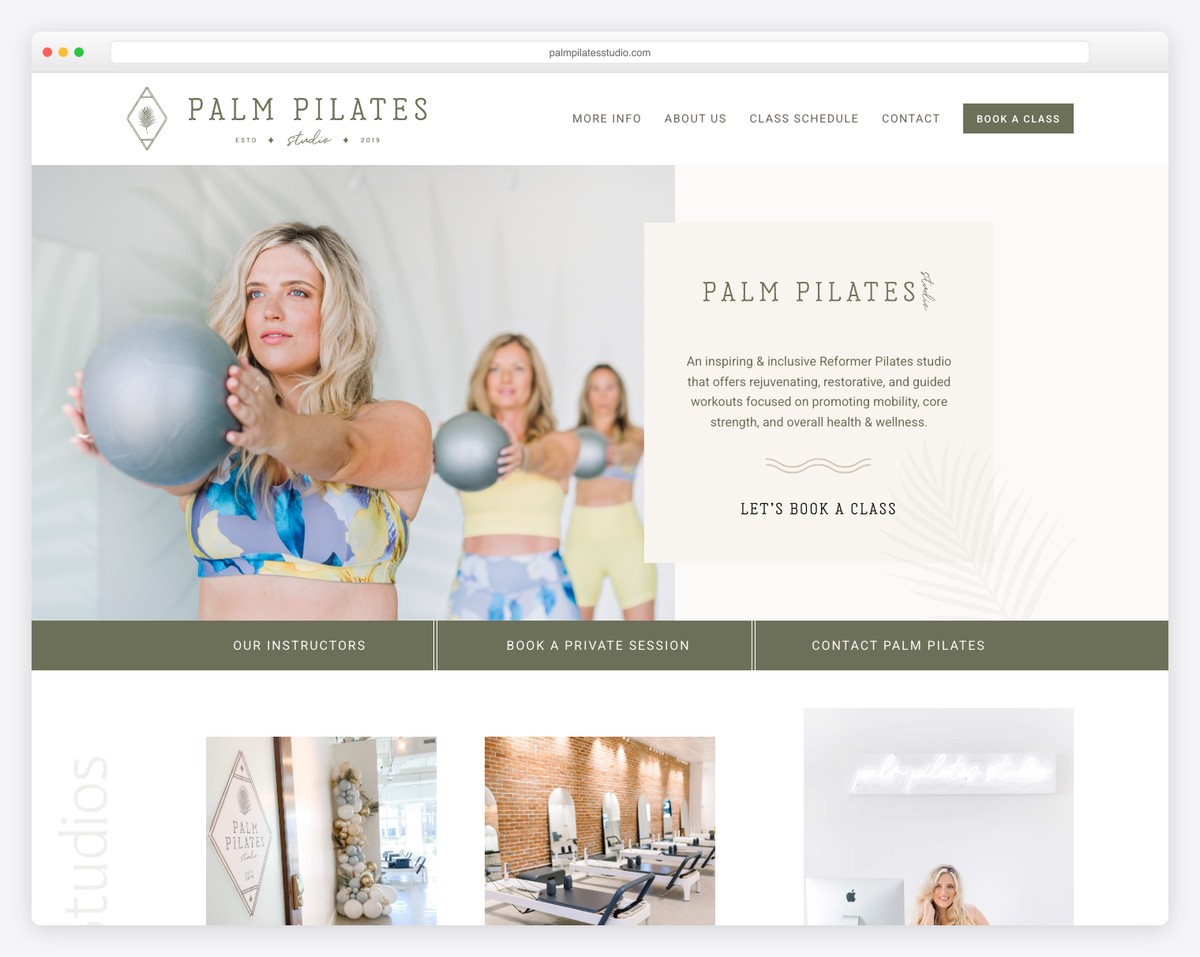 palm pilates studio website
