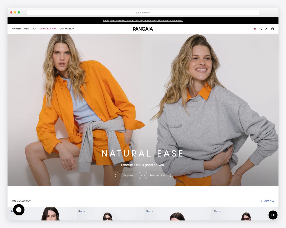 PANGAIA sustainable fashion website