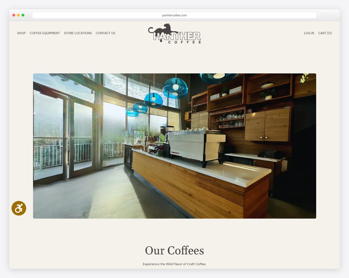 panther coffee website example
