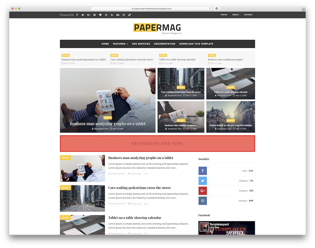 papermag free blogger template