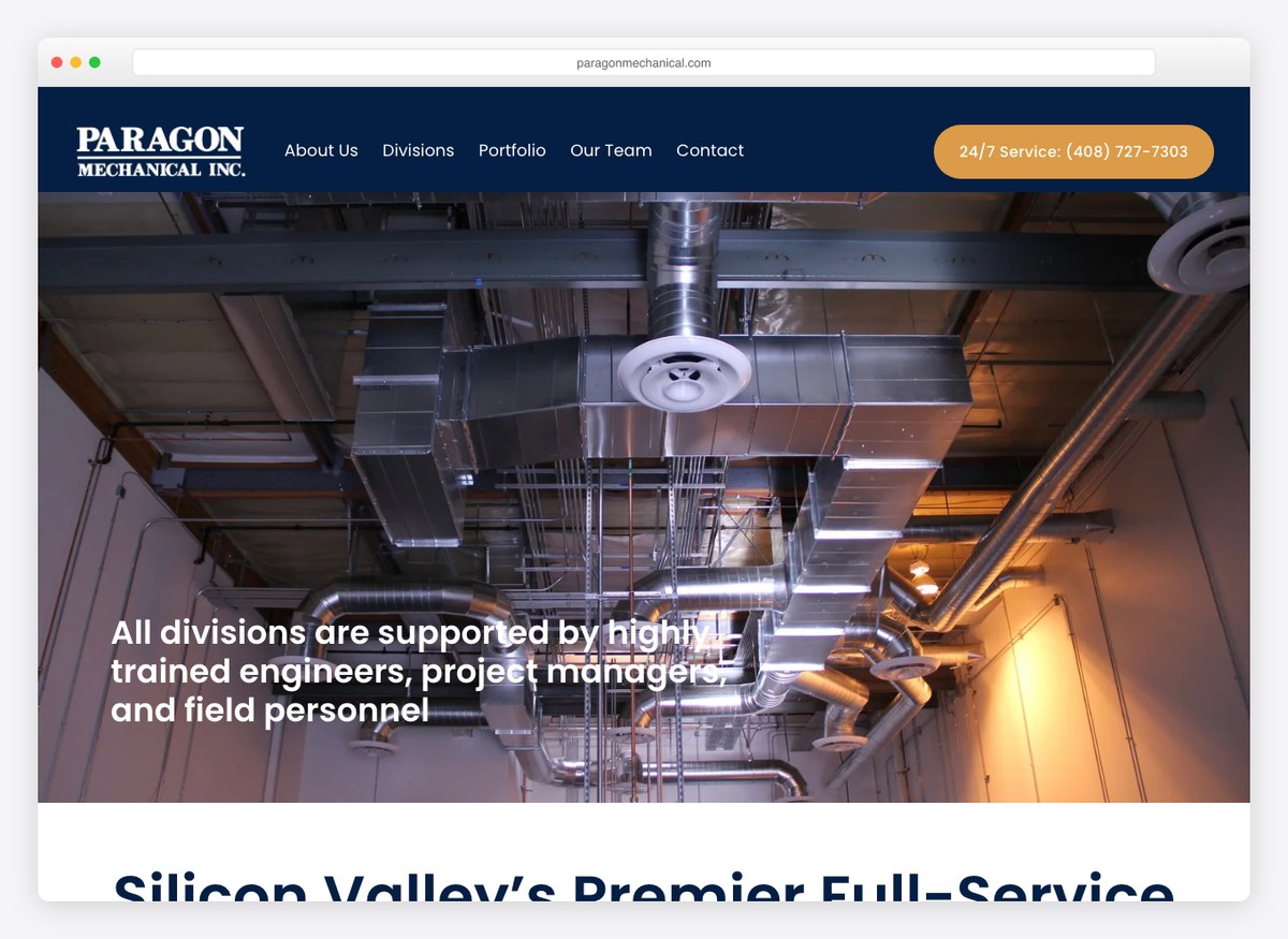 Paragon Mechanical HVAC website homepage
