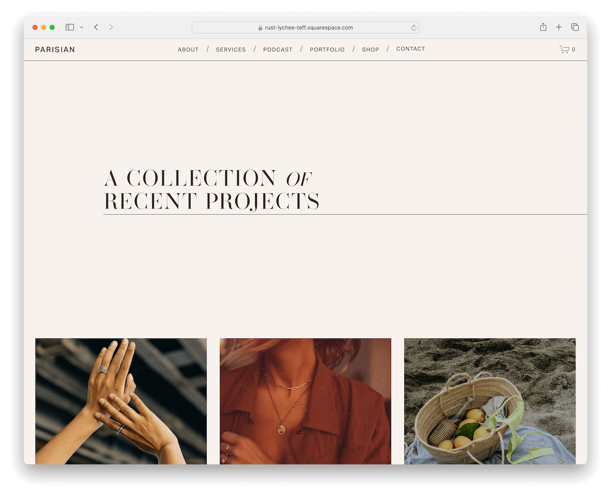 parisian squarespace portfolio template