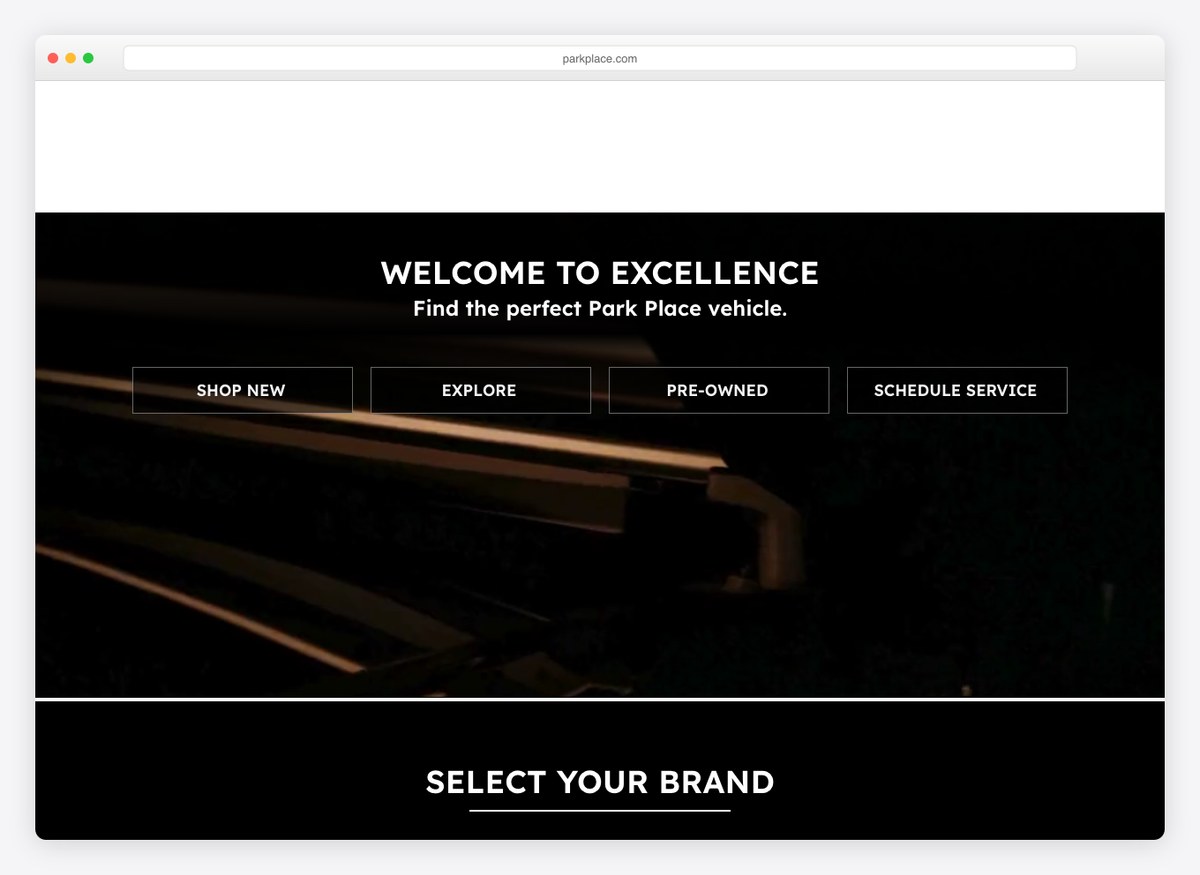 Park Place Dealerships car dealer website homepage