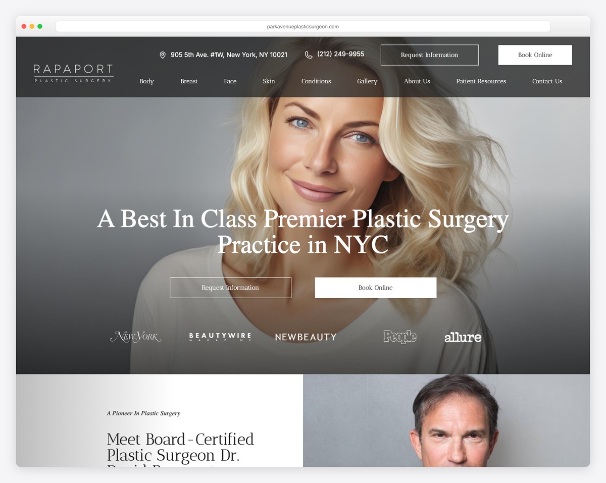 rapaport plastic surgery website example