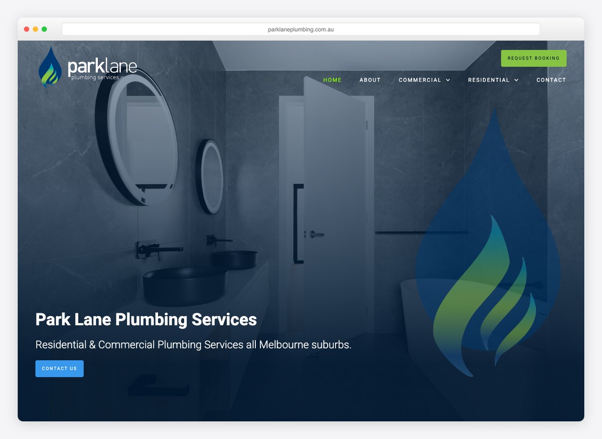 Parklane Plumbing plumbing website homepage