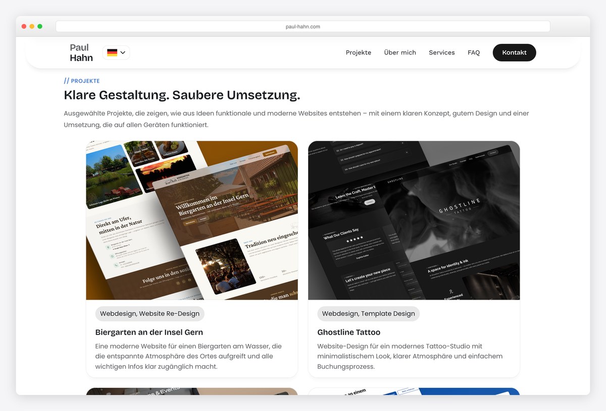 Paul Hahn web designer portfolio website